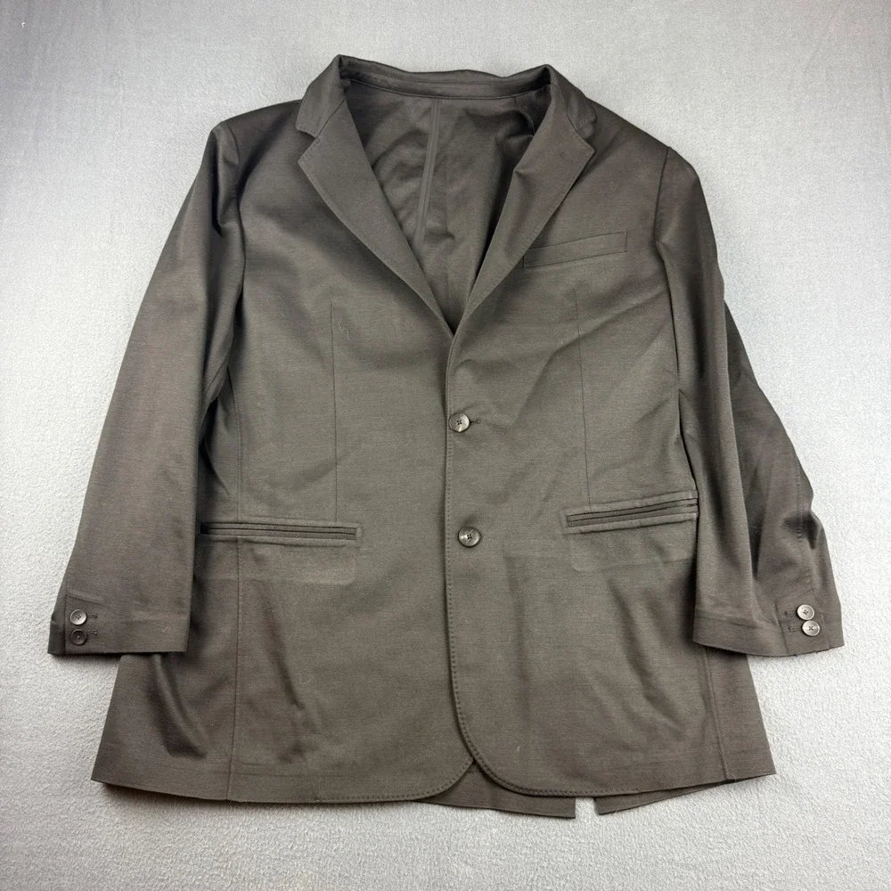 XSUIT Blazer Jacket Mens 48R Black Wool Blend Tailored Stretch Travel Sport Coat